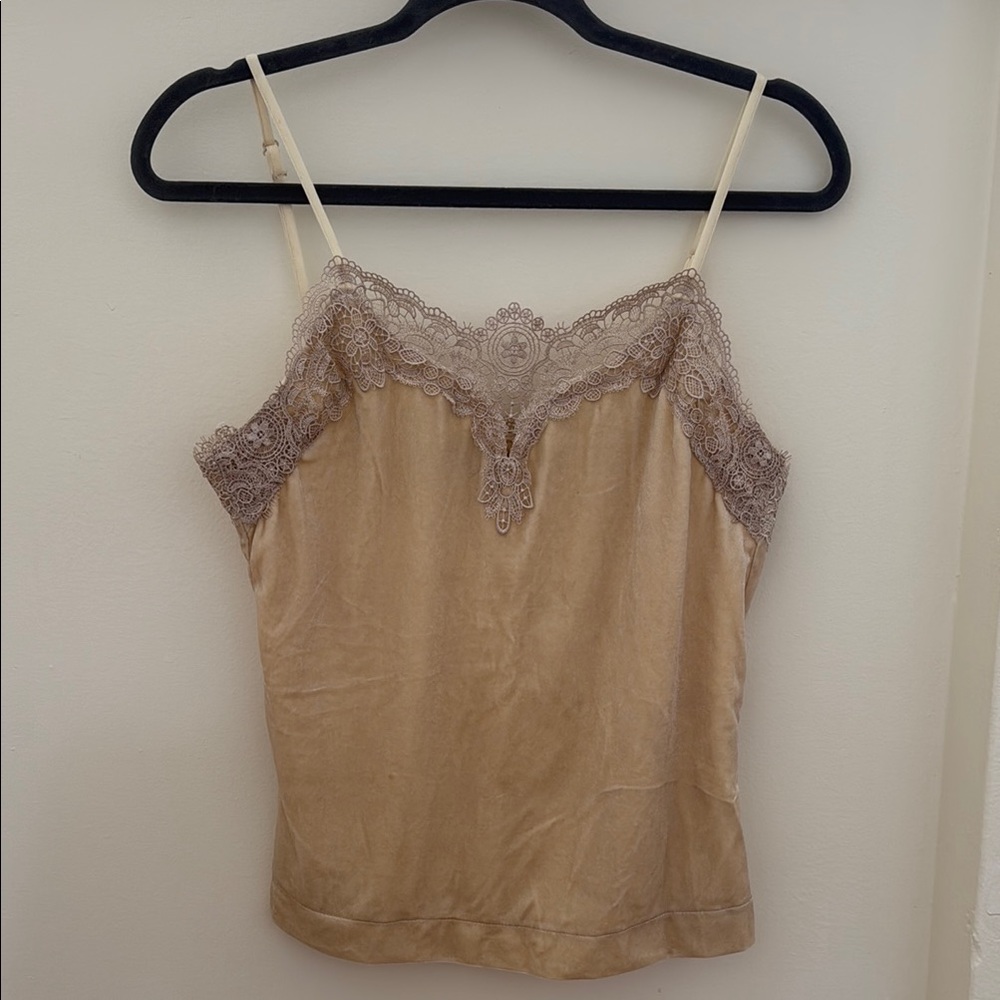 Romeo & Juliet Couture Lace Trimmed Beige Camisole